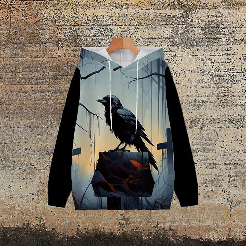 Gothic Raven Cross Polyester Hoodie sold by GTHIC