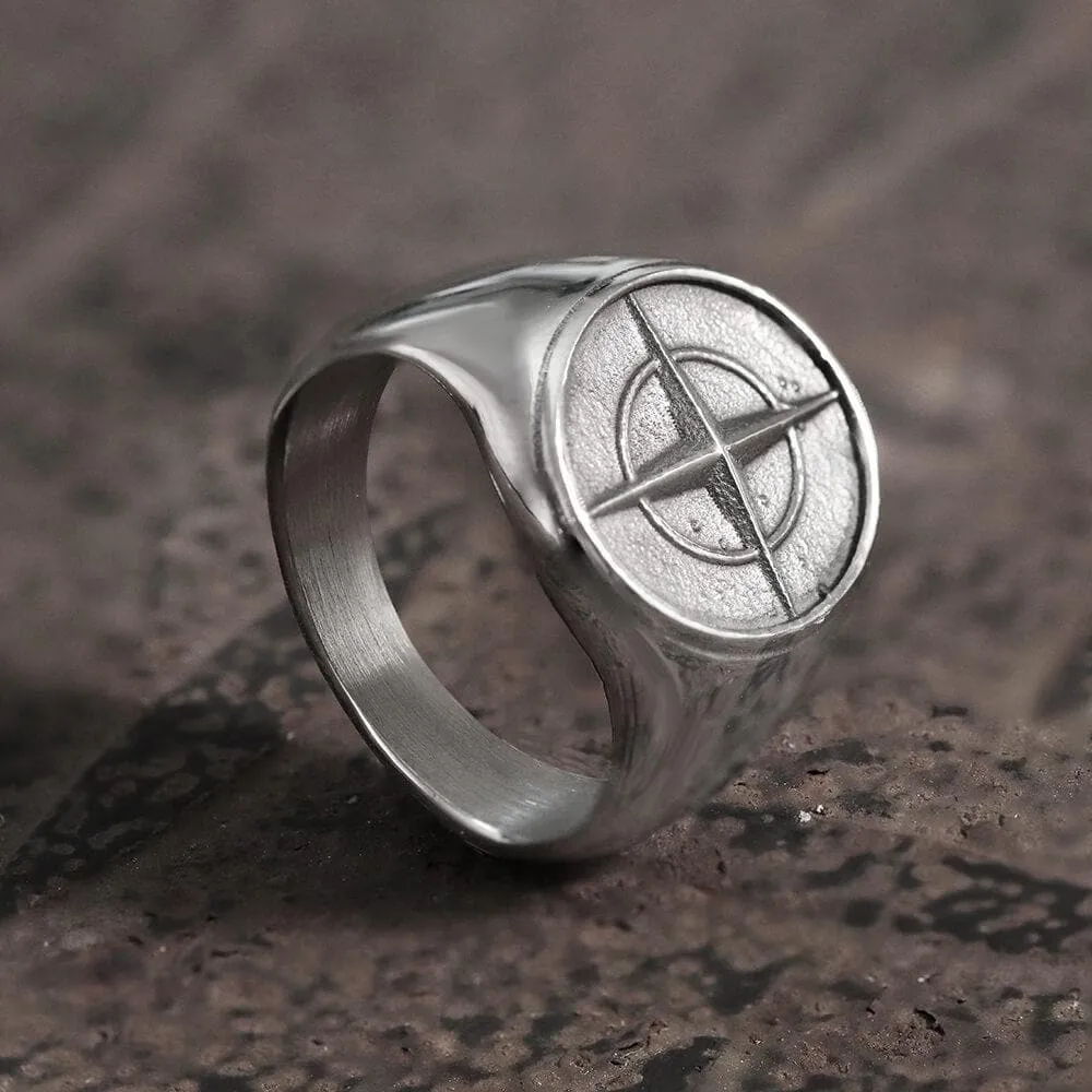 Cross Star Pattern Stainless Steel Ring sold by GTHIC