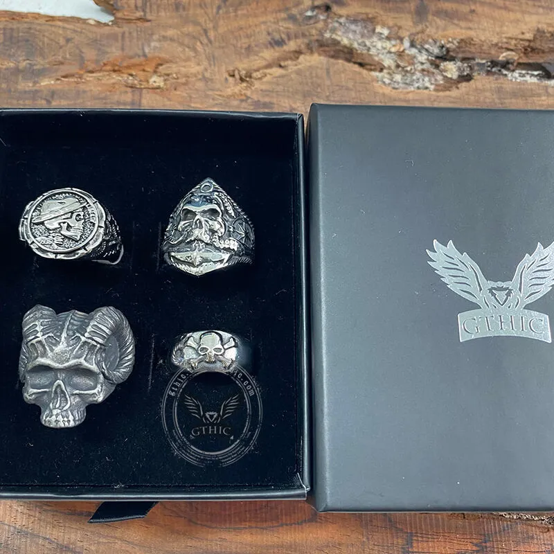 4 Pcs Stainless Steel Skull Rings Set sold by GTHIC product image thumbnail 5