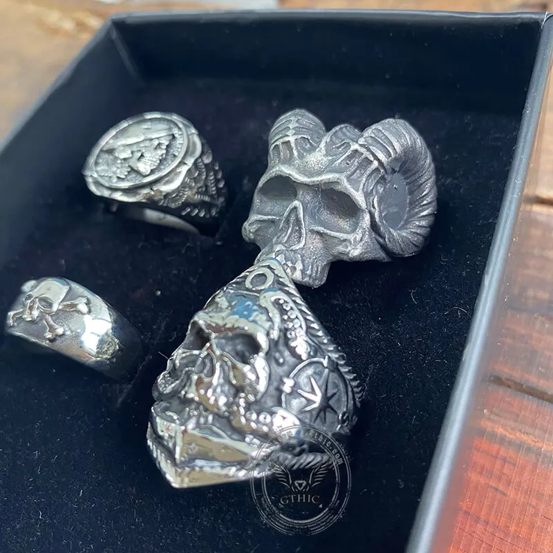 4 Pcs Stainless Steel Skull Rings Set sold by GTHIC product image thumbnail 4