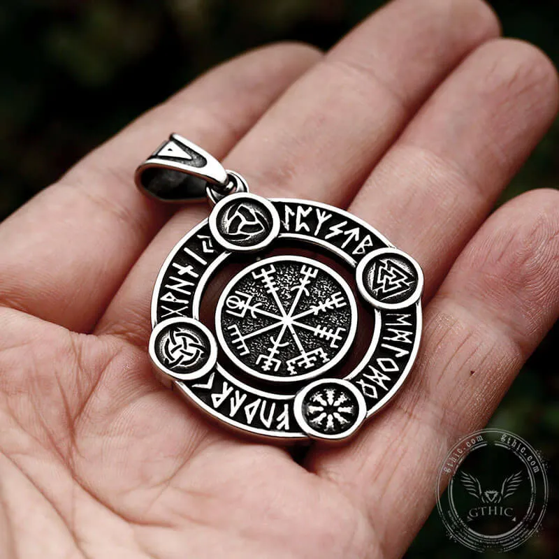 Viking Symbols Runes Vegvisir Stainless Steel Rotatable Pendant sold by GTHIC product image thumbnail 2