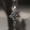 Budded Cross Dragon Stainless Steel Skull Pendant sold by GTHIC