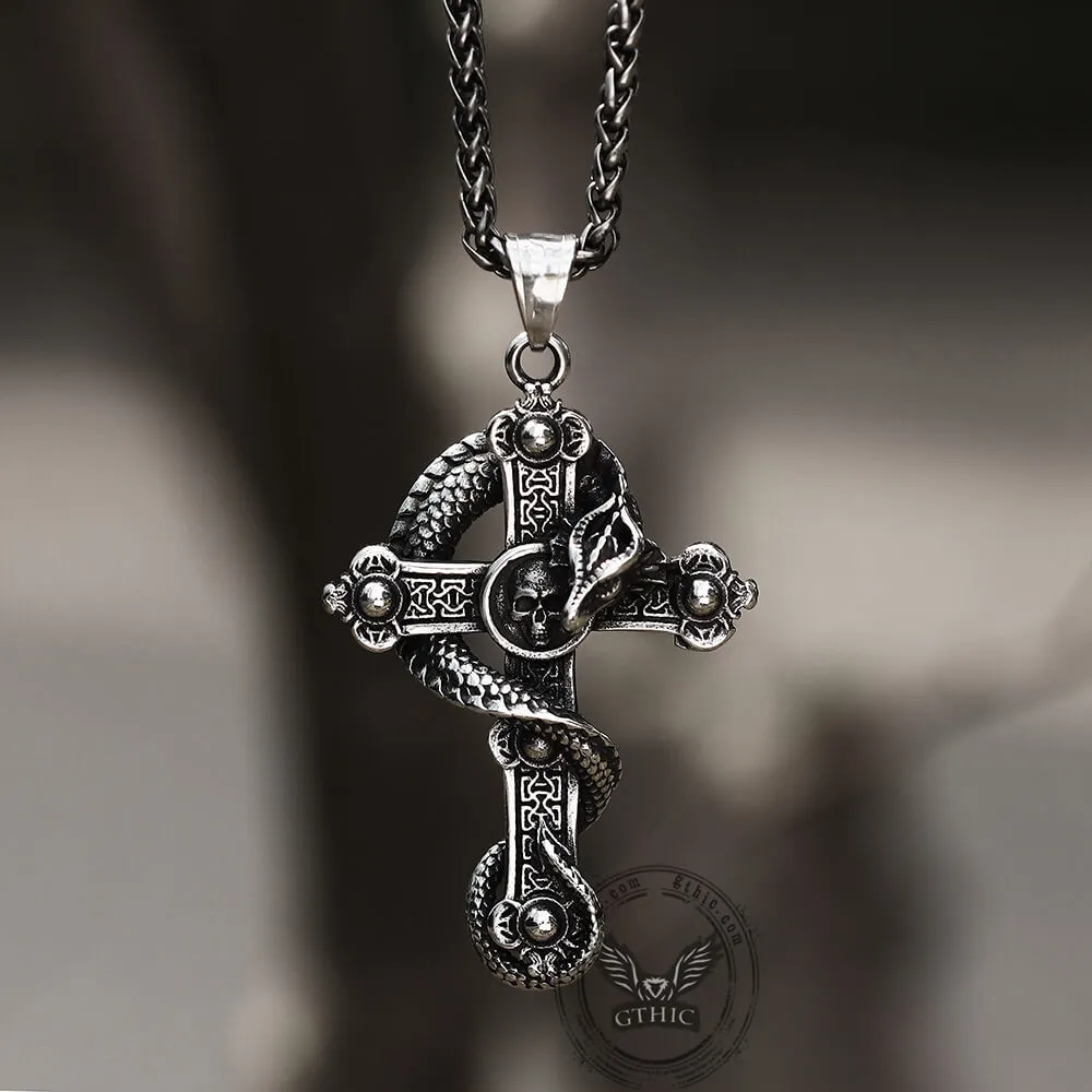 Budded Cross Dragon Stainless Steel Skull Pendant sold by GTHIC product image thumbnail 4