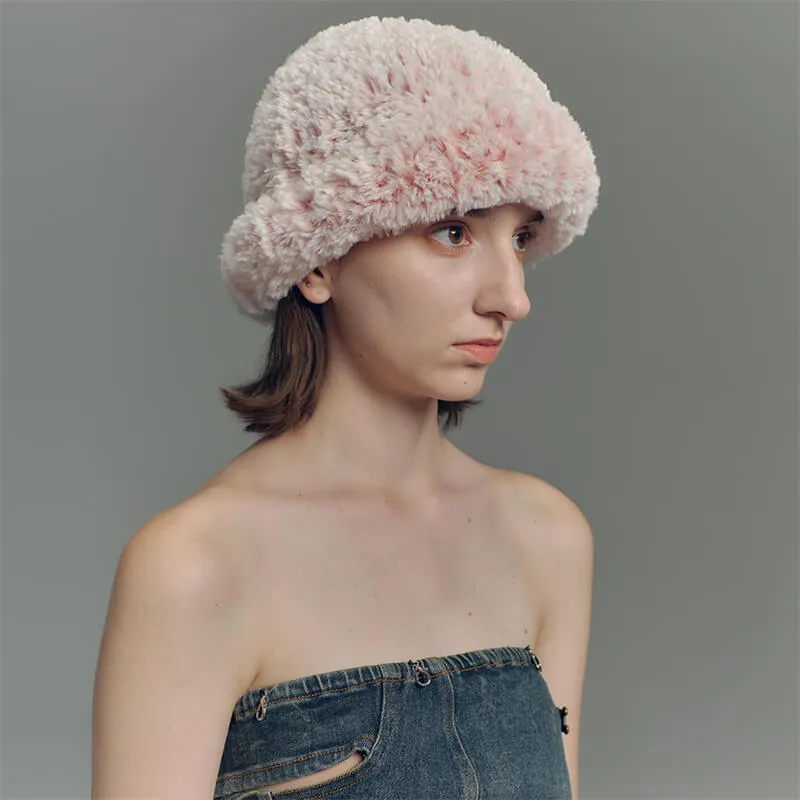 Gradient Color Faux Fur Knit Beanie Hat sold by GTHIC