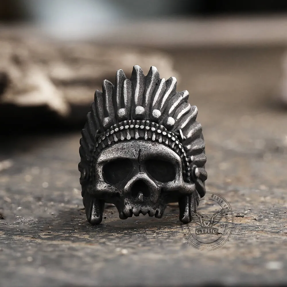 Indian Chief Stainless Steel Skull Ring sold by GTHIC product image thumbnail 3