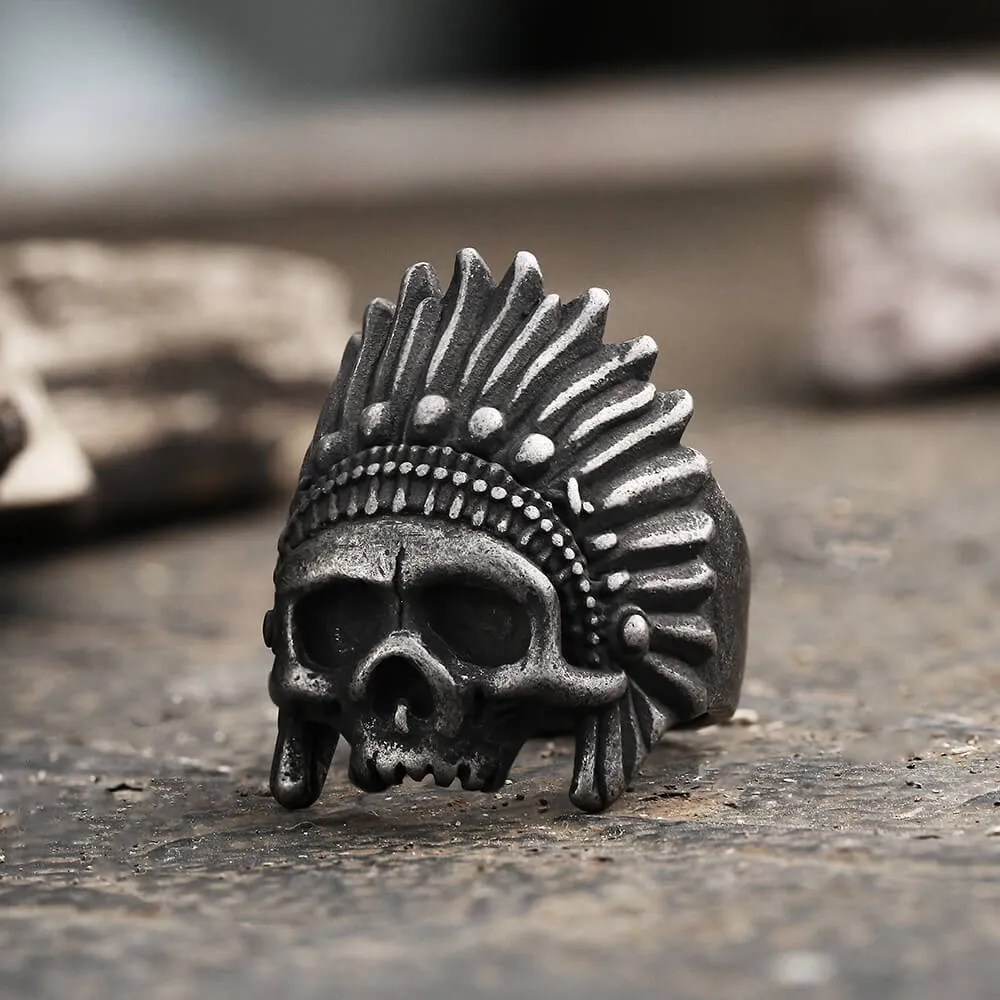 Indian Chief Stainless Steel Skull Ring sold by GTHIC