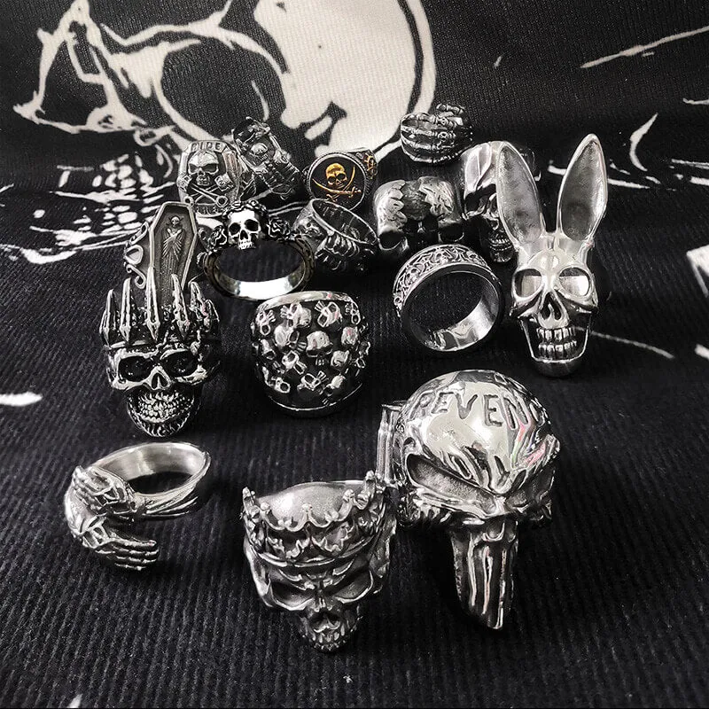 16 Skull Rings Set sold by GTHIC product image thumbnail 2