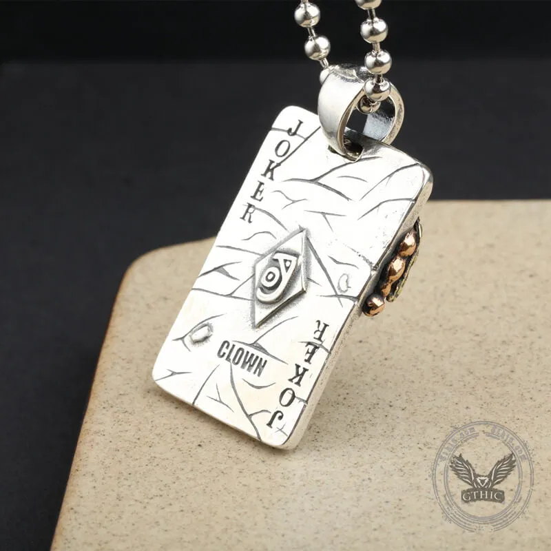 Poker Joker Sterling Silver Skull Pendant sold by GTHIC product image thumbnail 3