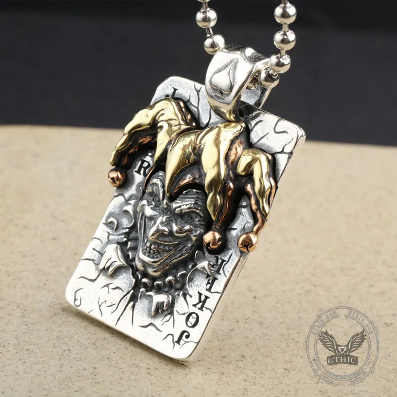 Poker Joker Sterling Silver Skull Pendant sold by GTHIC product image thumbnail 2