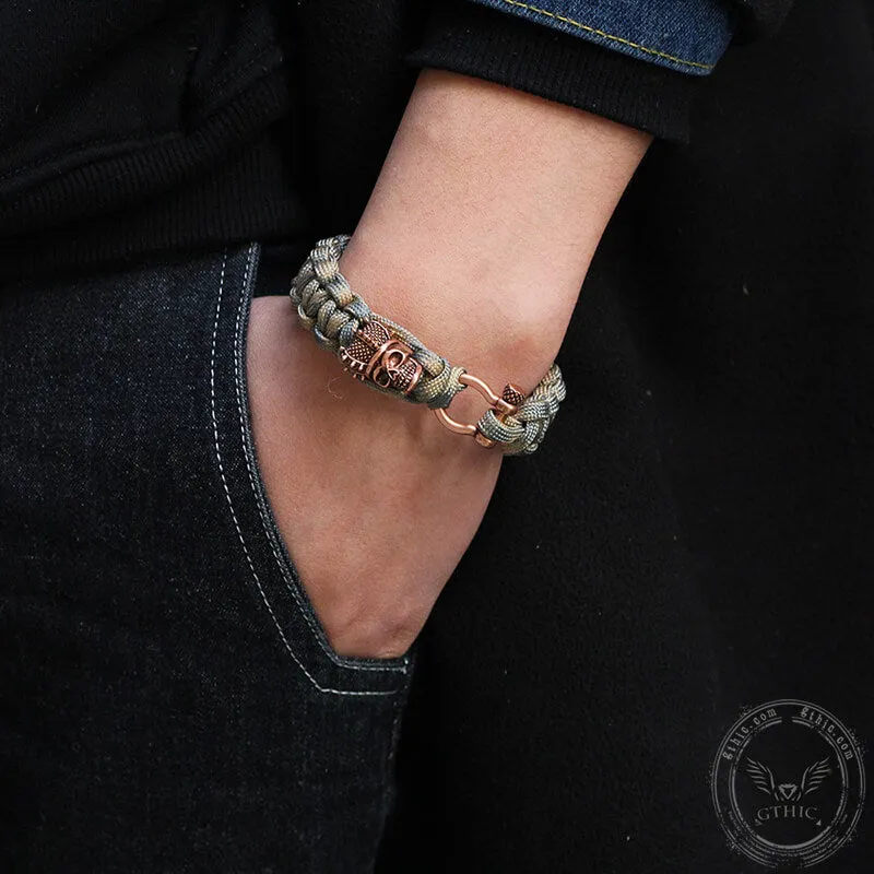 Camo Skull Head Braided Paracord Brass Bracelet sold by GTHIC product image thumbnail 2