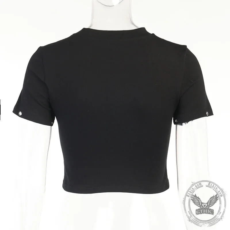 Witch Printed Crew Neck Polyester Gothic T-Shirt sold by GTHIC product image thumbnail 4