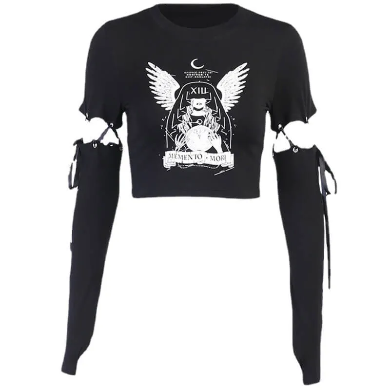Witch Printed Crew Neck Polyester Gothic T-Shirt sold by GTHIC product image thumbnail 2