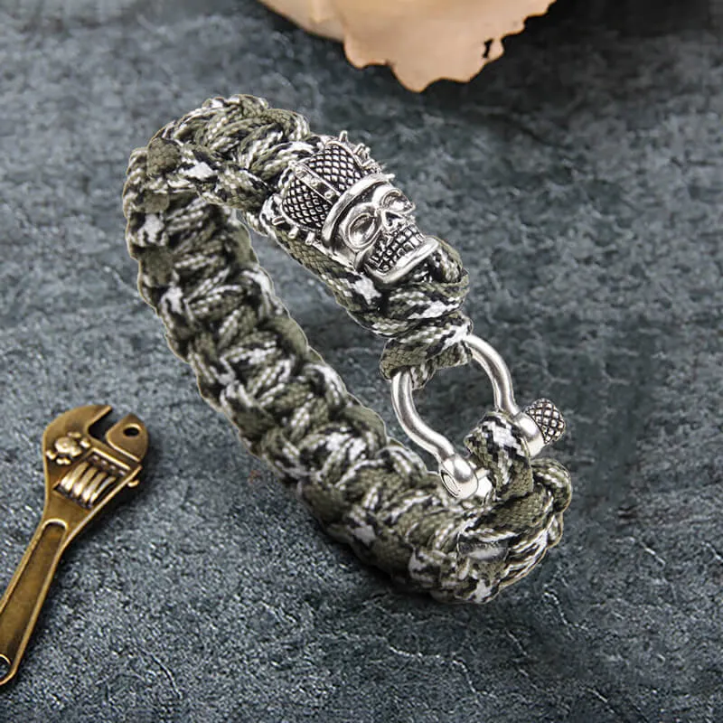 Camo Skull Head Braided Paracord Brass Bracelet sold by GTHIC product image thumbnail 3