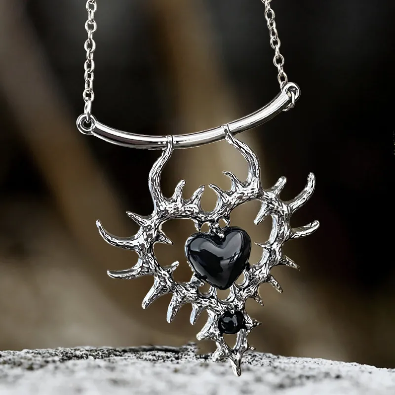 Gothic Thorn Double Heart Alloy Pendant sold by GTHIC