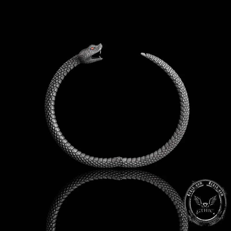 Ouroboros Symbol Sterling Silver Snake Bracelet sold by GTHIC product image thumbnail 4