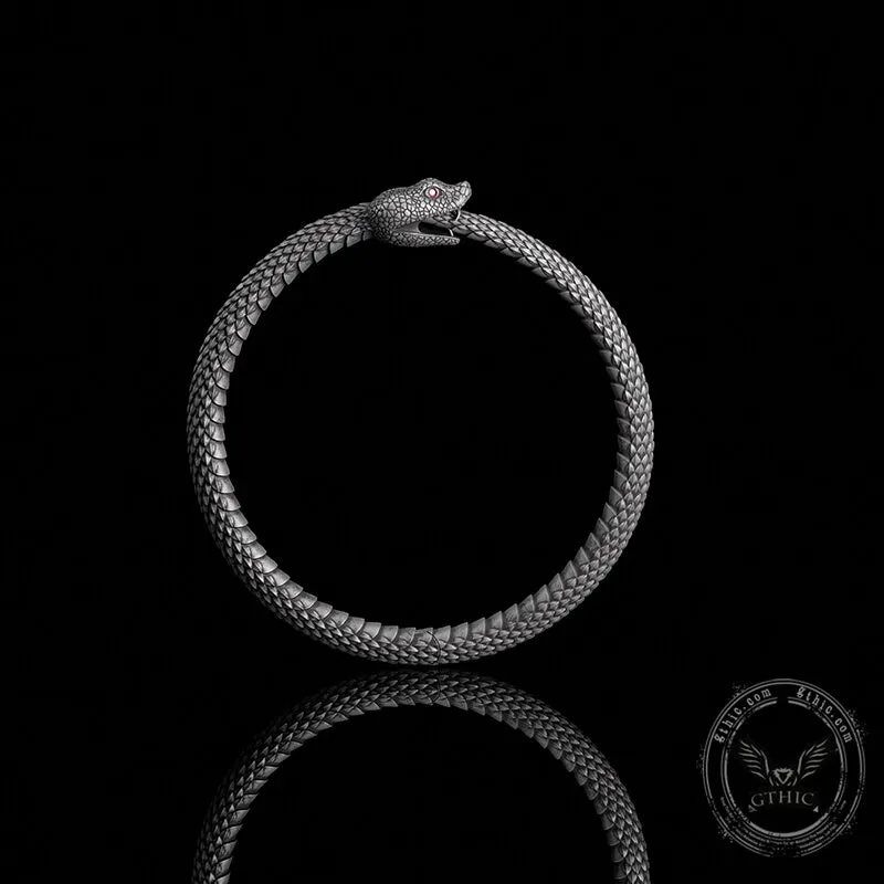 Ouroboros Symbol Sterling Silver Snake Bracelet sold by GTHIC product image thumbnail 2