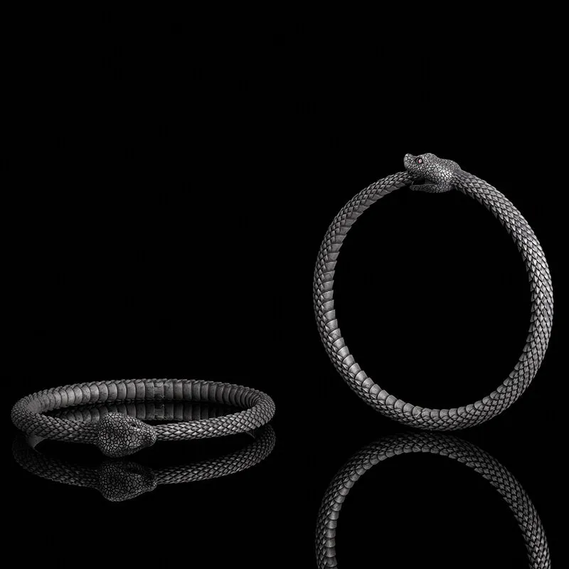 Ouroboros Symbol Sterling Silver Snake Bracelet sold by GTHIC