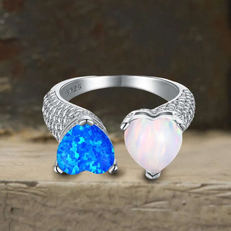 Heart Opal Sterling Silver Adjustable Ring sold by GTHIC