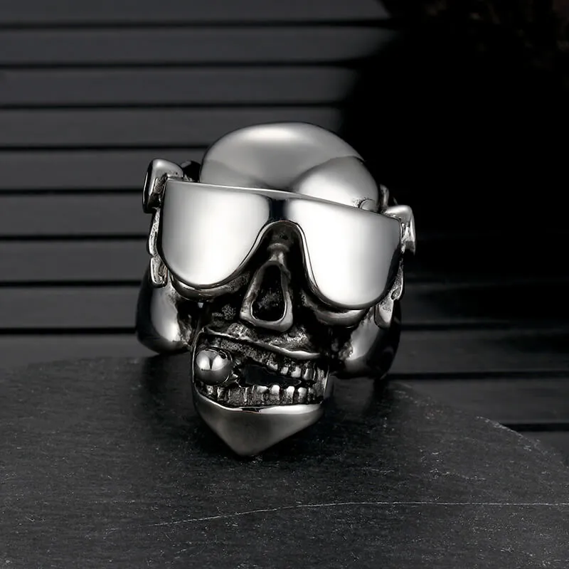 Vintage Goggles Skull Stainless Steel Ring sold by GTHIC