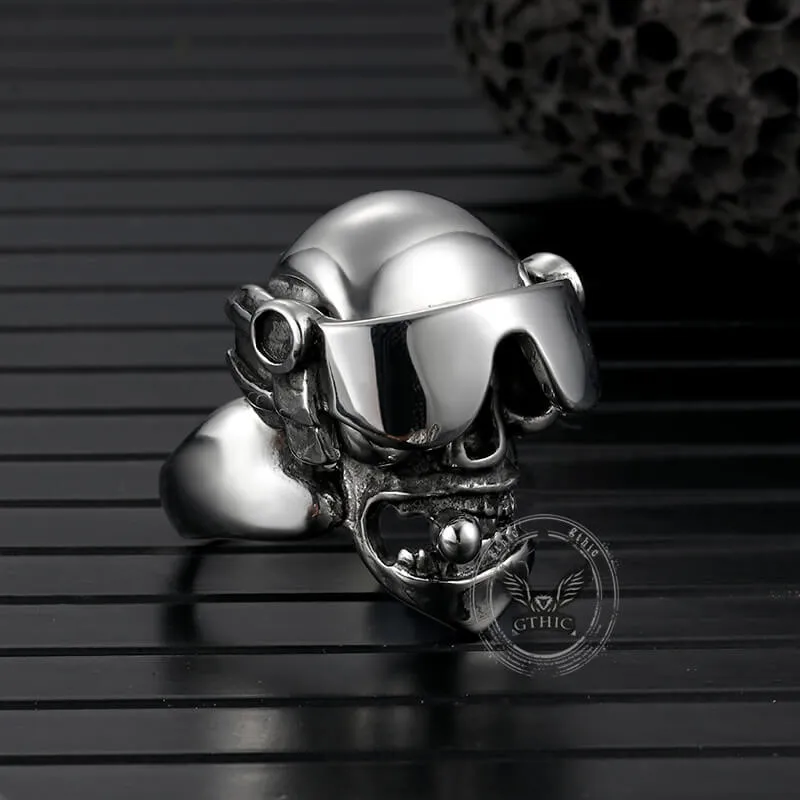 Vintage Goggles Skull Stainless Steel Ring sold by GTHIC product image thumbnail 4