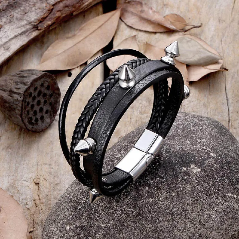 Studded Punk Leather Rivet Bracelet sold by GTHIC