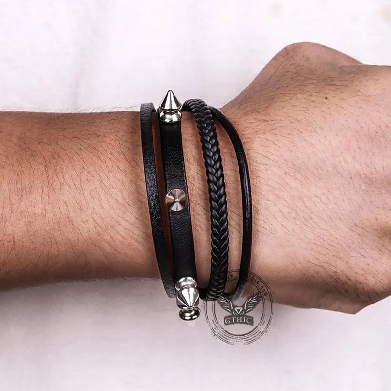 Studded Punk Leather Rivet Bracelet sold by GTHIC product image thumbnail 2