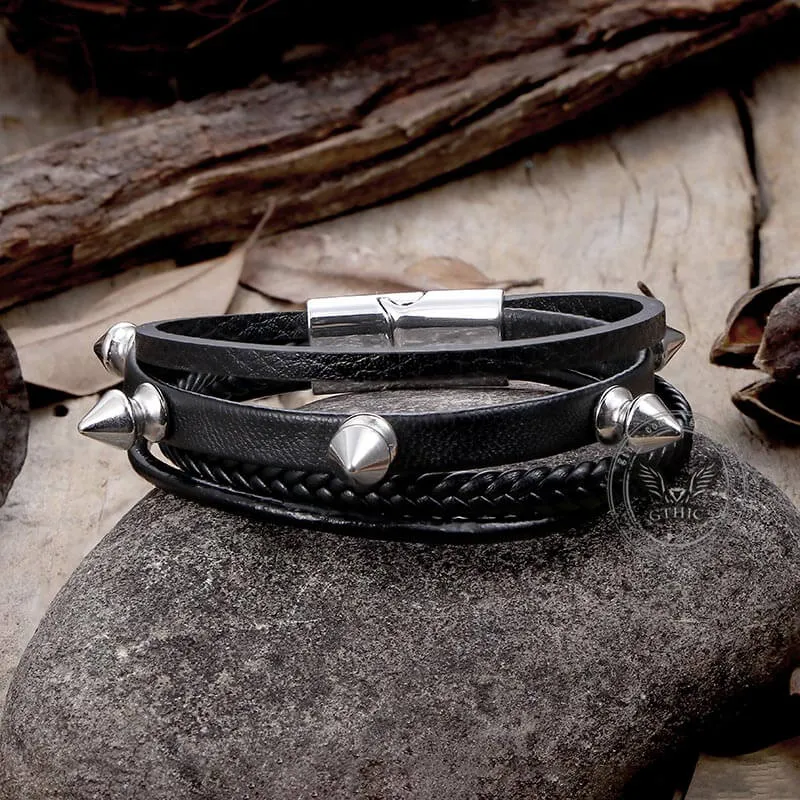 Studded Punk Leather Rivet Bracelet sold by GTHIC product image thumbnail 4