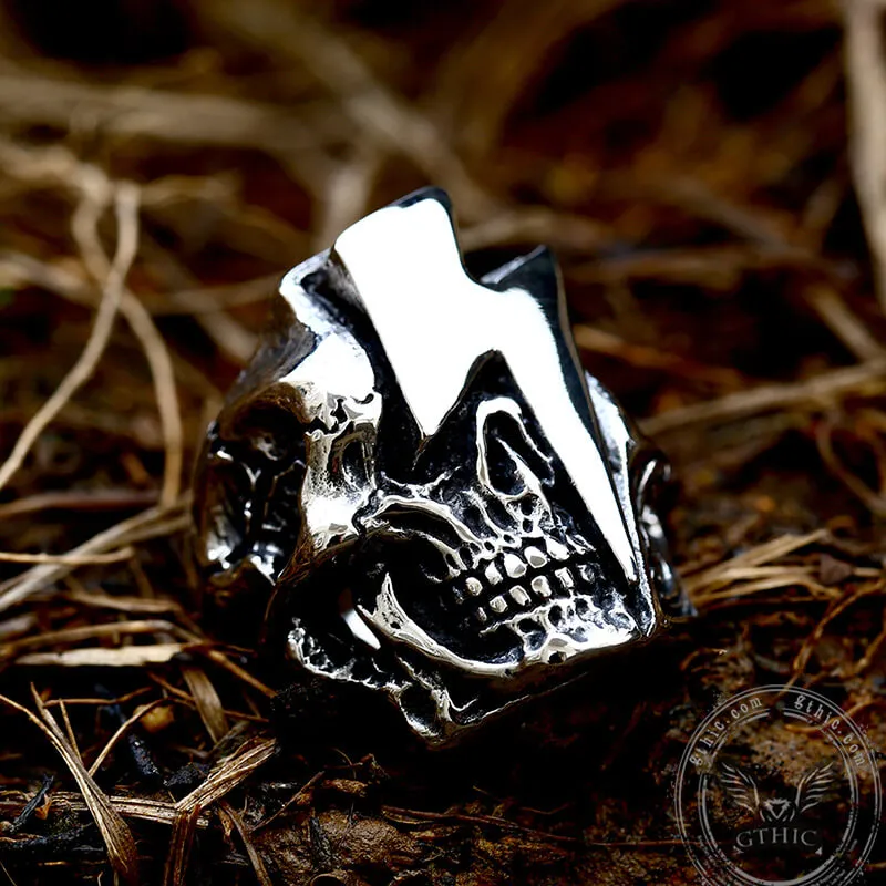 Lightning Skull Stainless Steel Biker Ring sold by GTHIC product image thumbnail 5