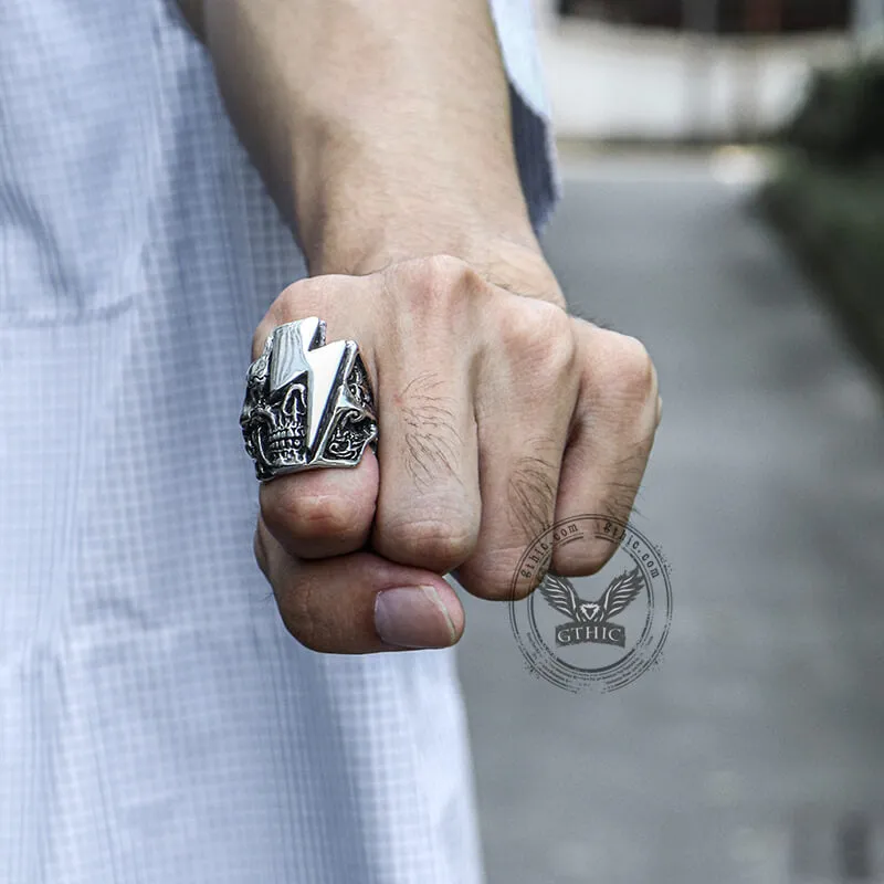 Lightning Skull Stainless Steel Biker Ring sold by GTHIC product image thumbnail 4