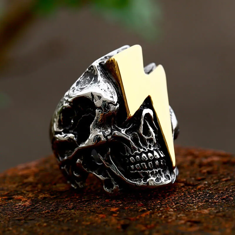 Lightning Skull Stainless Steel Biker Ring sold by GTHIC product image thumbnail 3