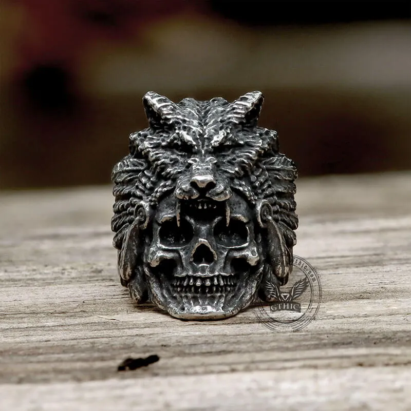 Wolf Head Stainless Steel Skull Ring sold by GTHIC product image thumbnail 3