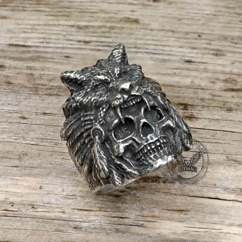 Wolf Head Stainless Steel Skull Ring sold by GTHIC product image thumbnail 4
