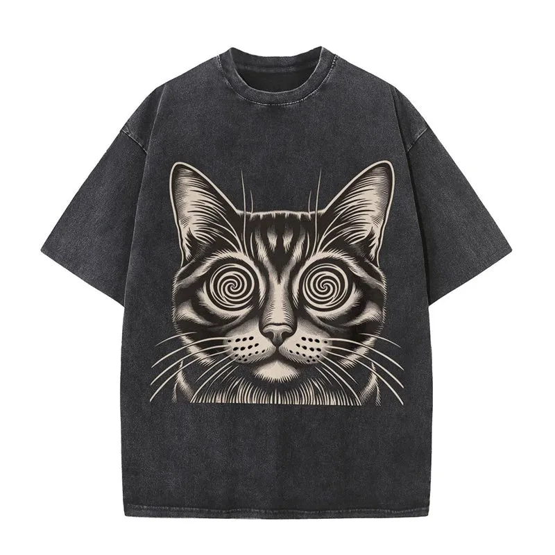 Vintage Washed Psychedelic Cat Short Sleeve T-shirt sold by GTHIC