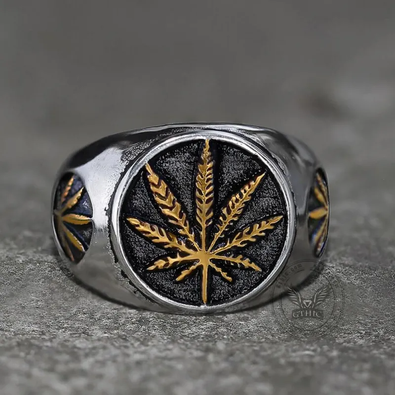 Hemp Leaf Stainless Steel Ring sold by GTHIC