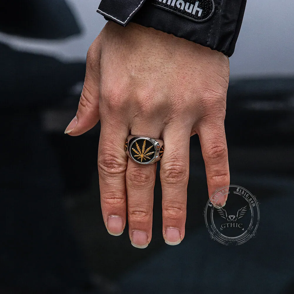 Hemp Leaf Stainless Steel Ring sold by GTHIC product image thumbnail 5