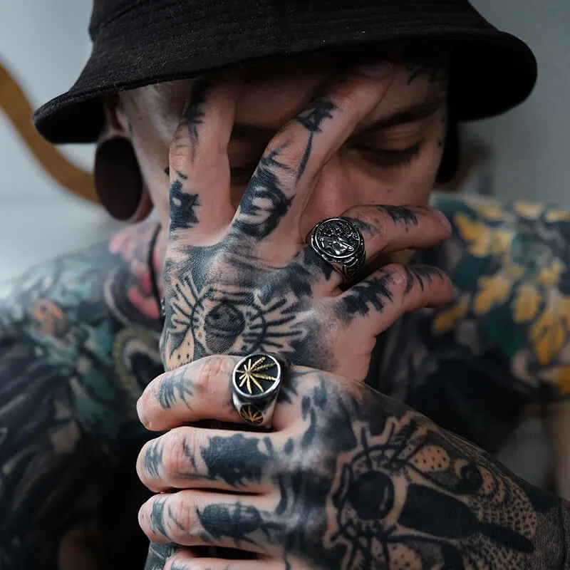 Hemp Leaf Stainless Steel Ring sold by GTHIC product image thumbnail 2