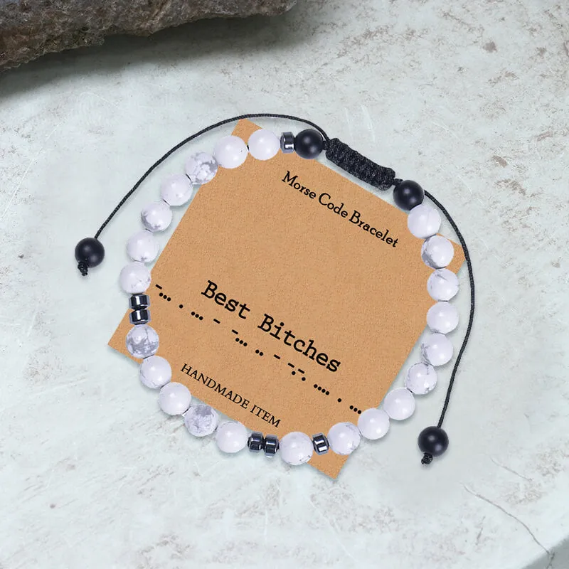 Best Bitches Tiger Eye Morse Code Braided Bracelet sold by GTHIC product image thumbnail 2