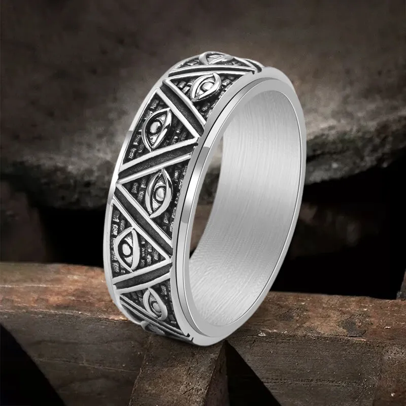 Pyramid Eye of Providence Stainless Steel Spinner Ring sold by GTHIC product image thumbnail 3