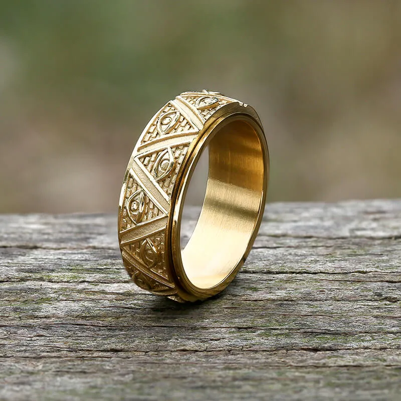 Pyramid Eye of Providence Stainless Steel Spinner Ring sold by GTHIC product image thumbnail 4