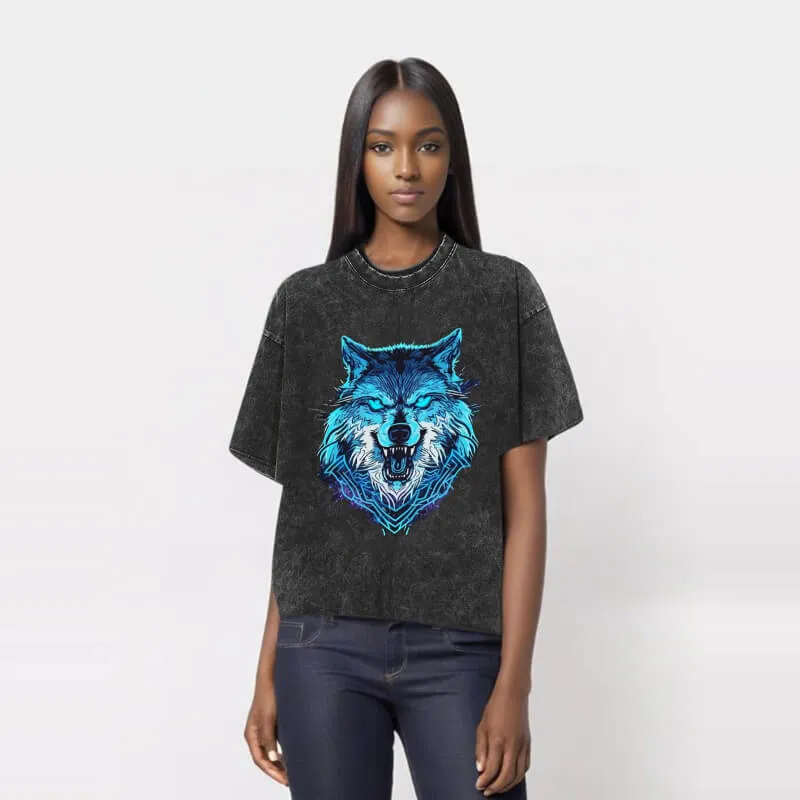 Vintage Blue Wolf Washed T-shirt sold by GTHIC product image thumbnail 2
