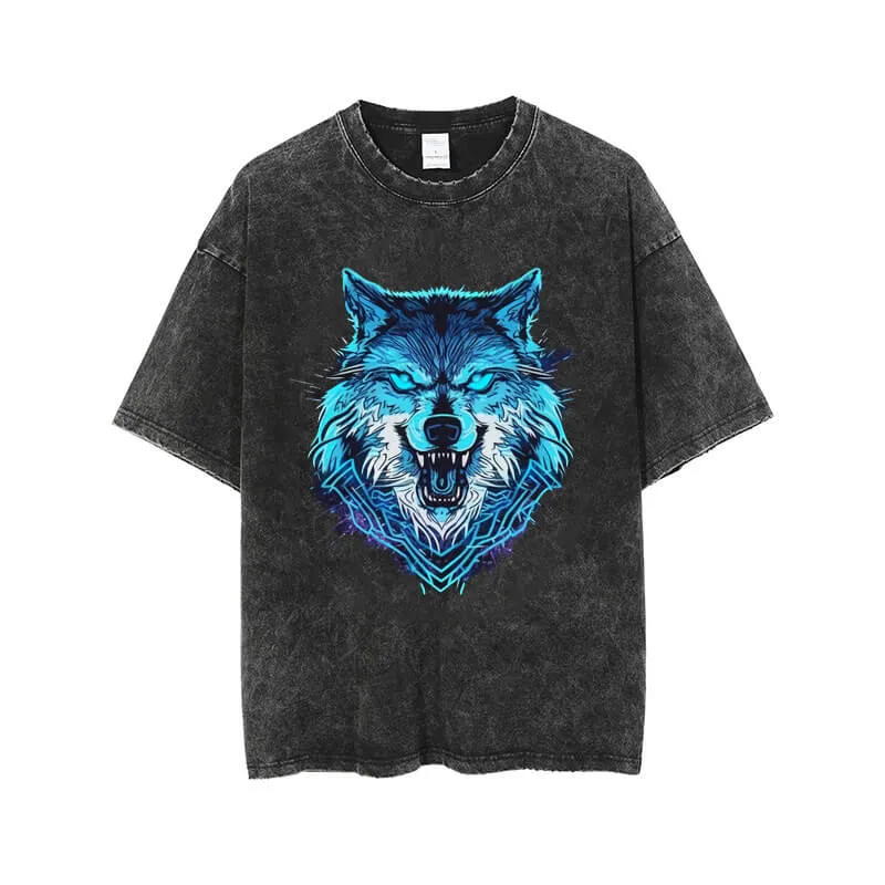 Vintage Blue Wolf Washed T-shirt sold by GTHIC