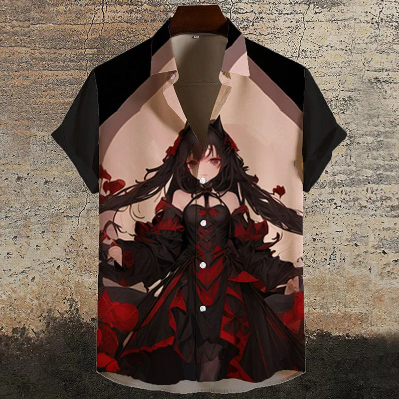 Gothic Wolf Girl Anime Short Sleeve Shirt sold by GTHIC