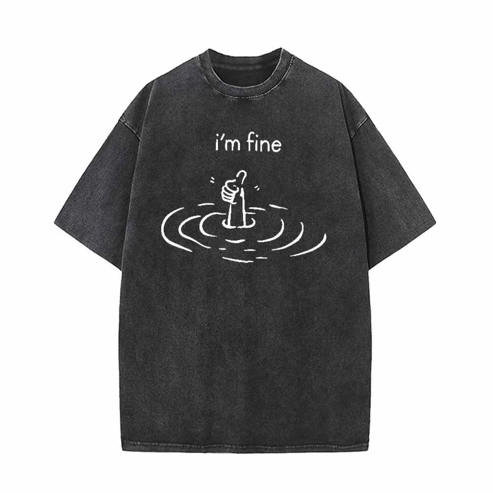 I’m Fine Humorous Vintage Washed T-shirt sold by GTHIC