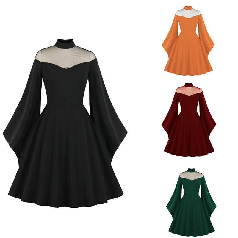 Gothic Mesh Patchwork Flared Sleeve Dress sold by GTHIC