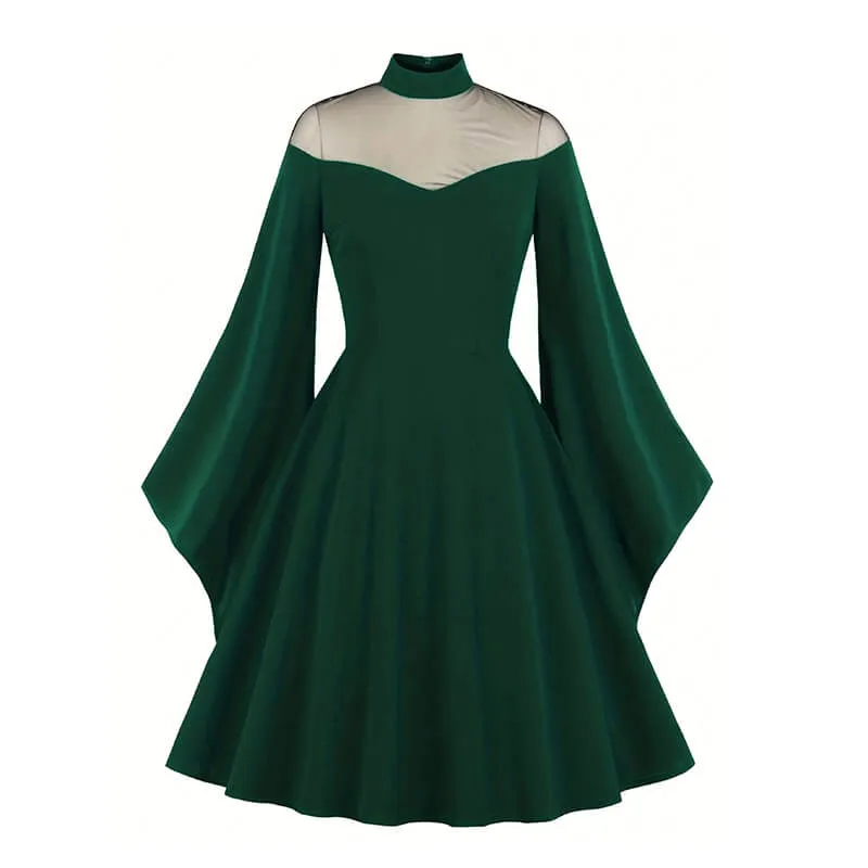 Gothic Mesh Patchwork Flared Sleeve Dress sold by GTHIC product image thumbnail 4