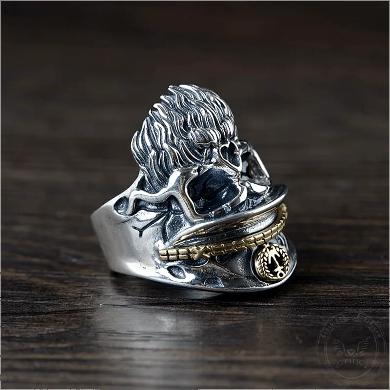 Navy Captain Sterling Silver Skull Ring sold by GTHIC product image thumbnail 5