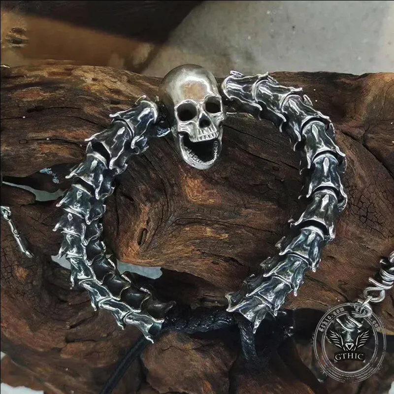 Vintage Skull Snake Bone Sterling Silver Adjustable Bracelet sold by GTHIC product image thumbnail 3