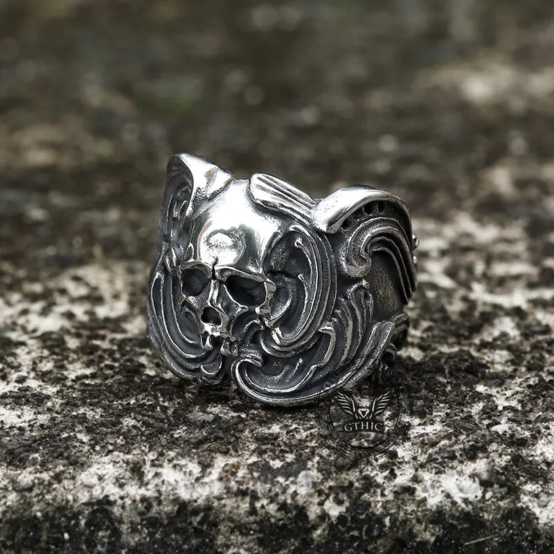 Vintage Spindrift Stainless Steel Skull Ring sold by GTHIC product image thumbnail 4