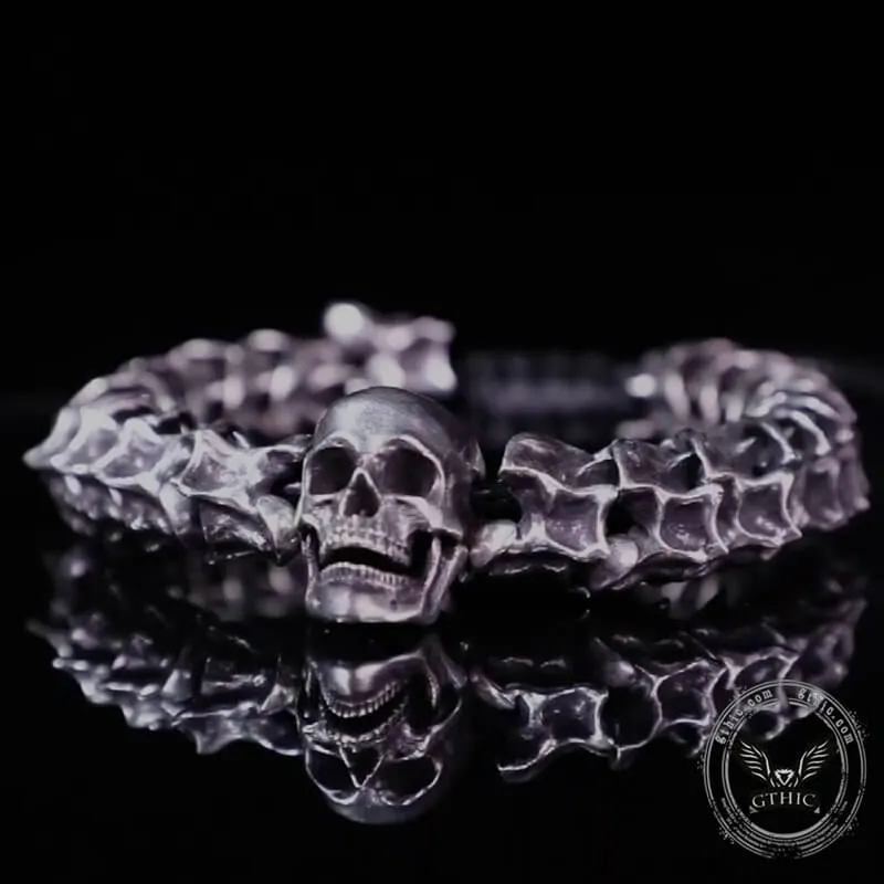 Vintage Skull Snake Bone Sterling Silver Adjustable Bracelet sold by GTHIC product image thumbnail 5