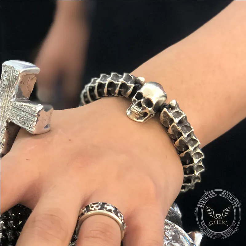 Vintage Skull Snake Bone Sterling Silver Adjustable Bracelet sold by GTHIC product image thumbnail 2